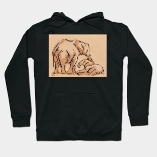 Big Love: Elephant Watercolor Painting #5 Hoodie